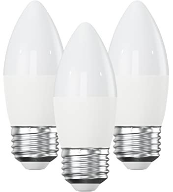 E27 Edison Screw Fitting LED Light Bulb 5.5W 40 Watt Equivalent, Energy Saving, Candle Light Bulbs, Daylight 6500K, Long-Lasting, Bright Led Bulbs, 470 Lumen, Non-Dimmable, Pack of 3