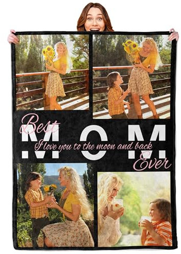 Mraxovid Personalisierte Decke, Individuelle Fotos Decke, mit Fototext, Collage, individuelle Decken, Geschenk, personalisierte Überwurfdecke für Mutter, Papa, Kinder, Ehefrau, Freunde, 150 x 200 cm