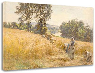 ZHPLIX Léon Augustin Lhermitte Kunstdrucke Reproduktionen berühmter Gemälde Ernte an der Marne Giclee Auf Leinwand drucken leinwandbilder wohnzimmer 40 x 52 cm, gerahmt
