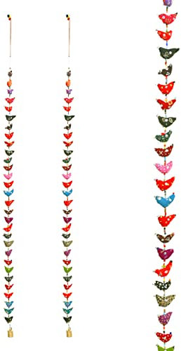 Aditri Creation Set of 2 Indian Door Hanging 30 Fabric Birds Tota String with Bell Festival Decoration for Home Wall Temple Bedroom Kids Room Home Décor New Year Gifting(Size :- 48 Approx)