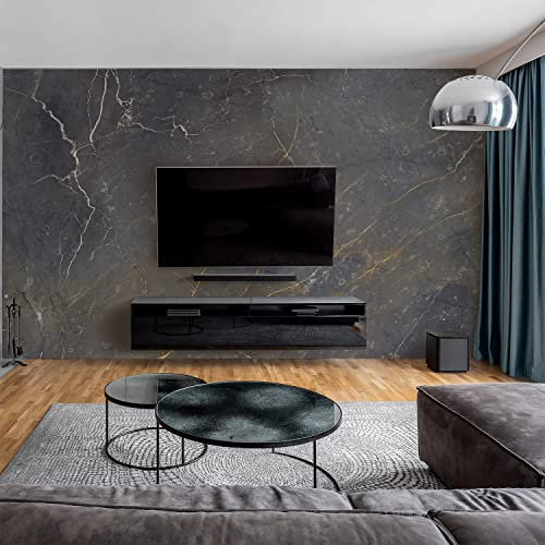 dedeco Wohnzimmerrückwand TV-Wand Wandpaneel Wohnrückwand Rückwand Tapetenersatz, Motiv: Marmor V10, 300 x 150 cm, Nano-Protect: hochglanz, wasserfest, robust, als Wandverkleidung aus Aluminium