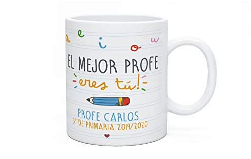 Made in Gift Regalo Original - Taza Personalizada para Profesores - Cerámica 33cl - Ideal para Fin de Curso - Personaliza con Nombre y Texto - Apta para Microondas y Lavavajillas