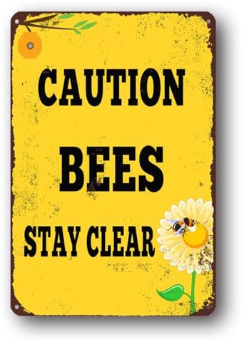 Schild mit Aufschrift Caution Bees Stay Clear, 30,5 x 20,3 cm, reflektierendes Aluminium, lichtbeständig, wasserdicht