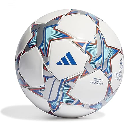 adidas Unisex Kinder Ball (Laminated) UCL LGE J290, Top:White/Silver Met./Bright Cyan/Shock Purple Bottom:Iron Met./Solar Orange, IA0946, 4