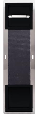 Balneo Toilettenpapierhalter mit Magazin für 6 Rollen, Toilettenpapierhalter für Badzimmer, Installation in der Wand, schwarz, Edelstahl, 74x20,8x14,75 cm, Einbaumontage Wall-Box Paper 2 Black