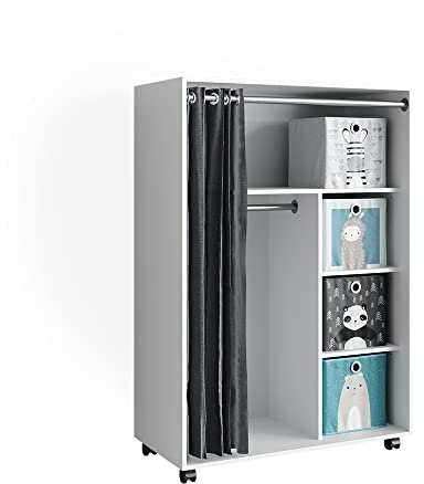 Vicco Kleiderschrank Doros, Weiß, 100 x 146.6 cm mit Faltboxen