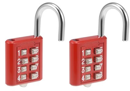 M METERXITY 8 Chiffre Combinaison Cadenas Serrure - Zinc Alliage Intérieur Extérieur Cadenas, Pousser Bouton Verrouillage, Appliquer à Gym Porte Sports Casier (5mm, Rouge)
