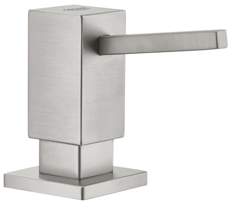 GROHE Spülmittelspender Cube (für Flüssigseife, Vorratsbehälter 500ml, langlebig), supersteel, 40649DC0