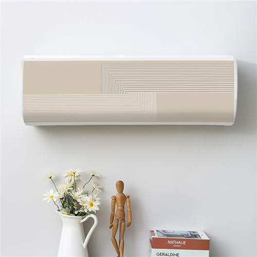 Treer Funda para Aire Acondicionado Interior, Funda para Aire Acondicionado Pared Elástico Antipolvo para Pared Montaje Unidades Split Interior AC Cubiertas (1P,Arte Beige 4)