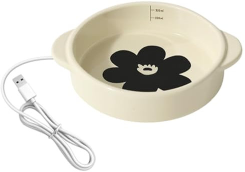 Ciotola riscaldata per animali domestici piatto termico per cani ciotola isolata in ceramica con controllo termostatico 15 W ciotola d'acqua antiscivolo per animali domestici con cavo a prova di