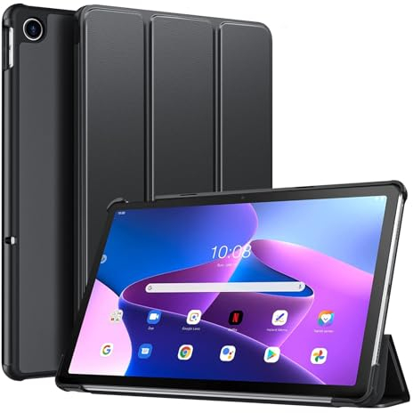 TiMOVO Hülle Kompatibel mit Lenovo Tab M10 Plus 3rd Gen 10.6 Zoll 2022, Leicht Schlank Schutzhülle mit Ständer & Harter Rückseite für Lenovo Tab M10 Plus 2022 Tablet, Schwarz