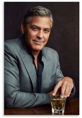 NikZ George Clooney Poster, Wandkunst, Bild, Gemälde, Leinwanddrucke, Kunstwerke, Schlafzimmer, Wohnzimmer, Dekoration, 50 x 75 cm