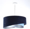 Licht-Erlebnisse Hängelampe Stoff Velours Optik in Blau Silber E27 rund Ø 50 cm Doppelschirm Modern Pendelleuchte Schlafzimmer Hängeleuchte Wohnzimmer
