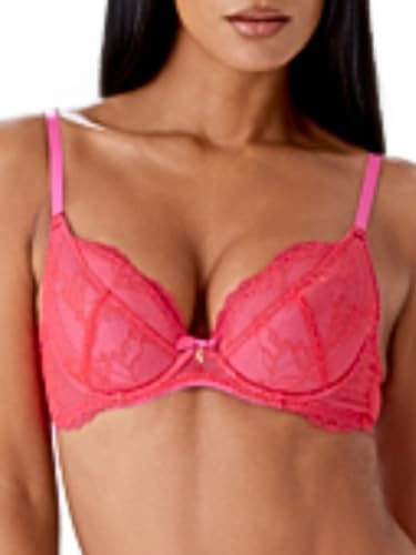 Gossard Women's Superboost Lace Padded Plunge Bra, Red (Rose Red), 38B