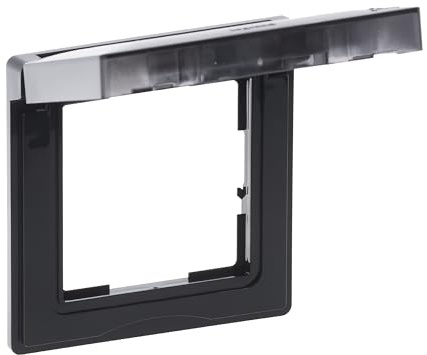 LEGRAND, SEANO 1-fach Rahmen mit Klappdeckel für Standardeinsätze zur Erhöhung der Schutzart auf IP44 (Spritzwasser-resistent), Abmessungen: 87 x 87 mm, Farbe: Schwarz lackiert, 765344