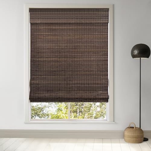 LazBlinds Cordless Bamboo Roman Shades, 22.5x48, BDP-Espresso | Privacy Blinds for Interior Windows, Room Darkening Roll Up Bamboo Blinds for Home & Patio