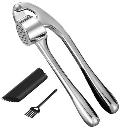 Hlagmix Knoblauchpresse, Knoblauchzerkleinerer | Metall-Knoblauch-Zerkleinerer-Schäler-Set | Ergonomischer, leicht zu drückender Fleischwolf, Küchenhelfer, rostfreier, robuster