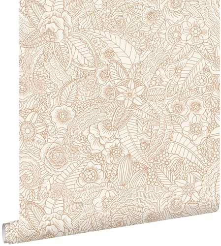 papier peint fleurs beige 53 cm x 10.05 m - ESTAhome