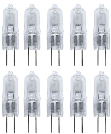 UGEFKMQ Halogen Leuchtmittel G4 24V 10W 20W 35W 50W Transparente Kapsel Glühbirne 2-polige Für Dunstabzugshaube, Schränke, Tischlampen,50W,10PC