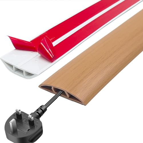 GELINTONG Flexibler Fussboden Kabelkanal Selbstklebend, PVC Boden Kabelabdeckung, Kabelbrücke, Kabelschutz, Kabelschacht, Kabel Verstecken für alle Netzkabel in Haushalt, Büro, Schule (3 Meter)
