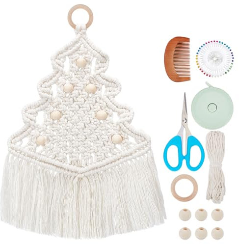 WEBEEDY DIY Makramee Weihnachtsbaum Set Handgemachte Weihnachtsbaum Dekoration Mit Video Anleitungen Für Erwachsene Anfänger Weihnachtsschmuck Sets Für Wanddekoration Zuhause Raumdekor