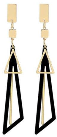 TPZORJX 1 Paar Party Fashion Rhombus Ohrringe- Ohrstecker, Modeschmuck, Disco, 80er, Kostüm, Karneval, Mottoparty,Für Frauen Und Mädchen(Schwarz)