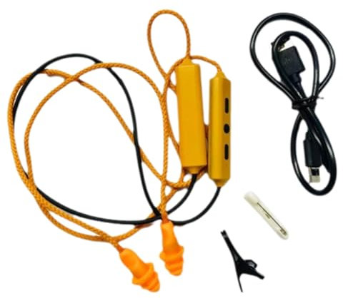 Goufride Ohrstöpsel Bluetooth-Kopfhörer für die Arbeit, Geräuschunterdrückung, Gehörschutz, Baustellen, Laute Orte, Orange