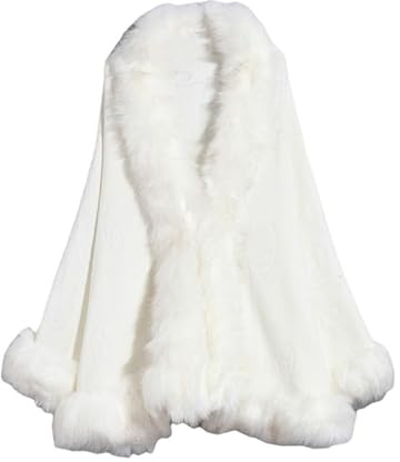 FWSHANGMAO Damen Kunstpelz Cape Wickel Bolero Shrug Strick Winter Warm Stola Schal Modisch Elegant Gestrickt Vorne Offen Cardigan Poncho für Herbst Winter Hochzeit Braut Brautjungfern