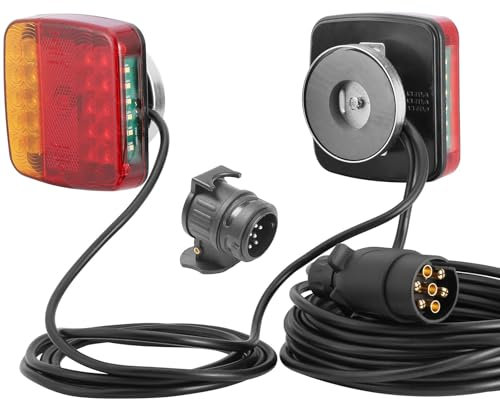 ETUKER 12v Led Rücklichter für Anhänger Beleuchtung 7 Polig mit 7.5 m Kabel Vorverkabelt Anhänger Rückleuchten set Magnetisch mit Anhänger Adapter 13 Polig Auf 7 Polig