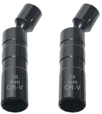 Geoyien Zündkerzenschlüssel 16mm, Zündkerzenschlüssel 14mm, 3/8, 12 Kant, 360° Drehbarer Magnetischer, für Autos, Motorräder (Schwarz)