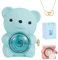 Engraved Heart Necklace with Real Rose Bear Giftbox, Preserved Rose Hug Bear Gifts for Women with Heart Necklace, Rose Bear With Box and Necklace for Wife Mom Grandma Girlfriend Valentines Day Birthda