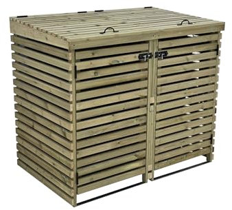 BinHaven slatted wheelie bin storage, wooden outdoor cover (Double)