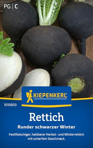 Kiepenkerl Rettichsamen Runder schwarzer Winter 1010850 - Gemüsesamen für einen festfleischigen Winterrettich mit Inhalt für 15 bis 20 lfd. Meter - Gemüse Pflanzen, Saatgut