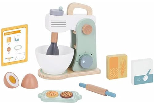 Mixeur de Cuisine en Bois pour Enfant – Batteur réaliste avec Bol, manivelle et Accessoires – Jouet éducatif Montessori 3 Ans+ – Dinette créative idéale en Cadeau d’Anniversaire ou de Noël