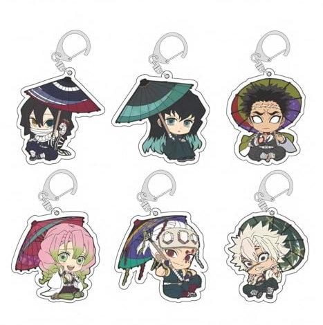 Ghost Killing Acrylique Porte-clés Tokitou Muichiro,Rengoku Kyoujurou,Uzui Tengen,Kanroji Mitsuri Figurine Pendentif Accessoires De Clés Pendentif De Téléphone Portable Décoration De Sac Cos Props