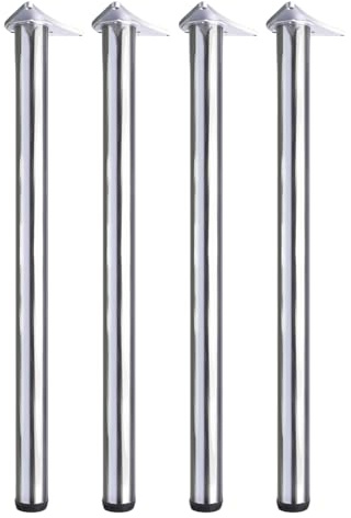 Set of 4 Adjustable Table Legs for Breakfast Bar or Worktop, Height Options 710/820/870/1100mm Steel Support for Kitchen Table Desk Furniture DIY (Chrome, 110cm)