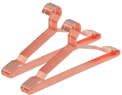 20 Pack Rose Gold Metal Hangers with Notches for Standard Suits Hangers for Shirts, Coats, Pants, Heavy-Duty & Space-Saving