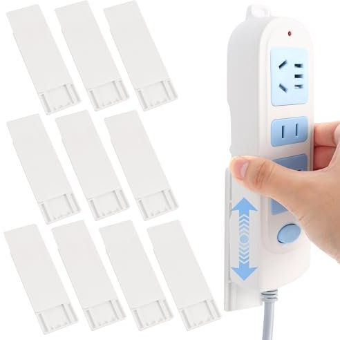 10 Piezas Auto Adhesivo Fijador Power Strip, Soporte para Regleta con Adhesivo Fuerte - para Fijar Enchufes,Cajas de Pañuelos,Routers Inalámbricos - Ideal para Hogar y Oficina
