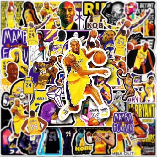 FUNTOOB Basketball Star Player Stickers 50pcs, Basketball Star Stickers for Adults Boys Girls Teens, Vinyl Waterproof Sticker for Water Bottles Laptop, Sport Sticker Party Favors Gift for Sport Fans