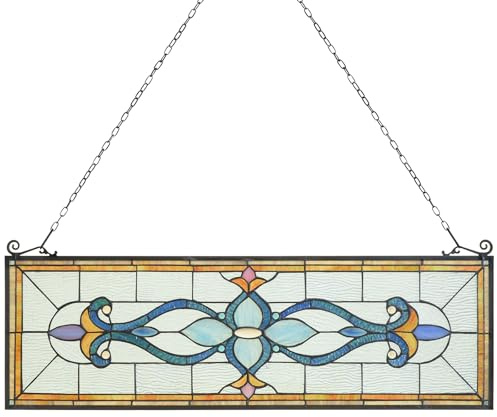 Capulina Tiffany Style Horizontal Stained Glass Window Panels Hangings | Traditional Art Handcrafts, Home Decor and Gifts