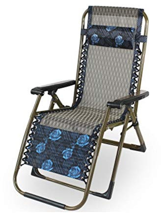 DRFGNF Liegende Gartenstühle - Klappbarer Outdoor- und Schwerelosigkeitsstuhl mit Kopfkissen - Hergestellt aus Stahlrahmen für Terrasse, Wintergarten, Garten oder Liegestuhl (Farbe: Blau)
