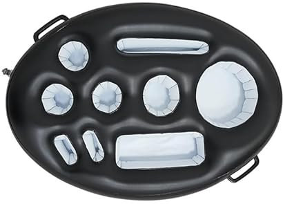Vintix Glacière flottante en PVC avec 9 compartiments, 300 g, légère, 75 x 50 x 12 cm, pour fêtes à la piscine et vacances à la plage Noir