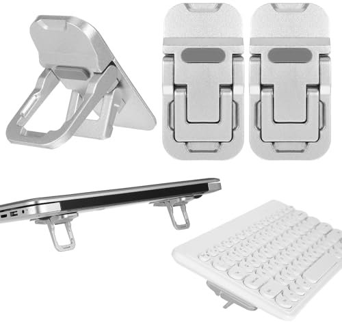 Mabor 2 Stück Keyboard Ständer Unsichtbarer Laptop Ständer mit Dual Adjustment Selbstklebend Notebook Stand Silikon Tastaturständer für meisten Laptops Tastaturen (Silber)
