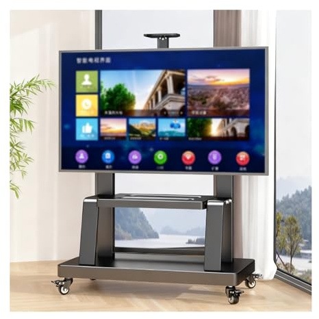 Mobile TV Cart with Lockable Wheels, Rolling TV Stand for 50-150 inch TVs, Space-Saving Design, Perfect for Home, Office, and Commercial Use.