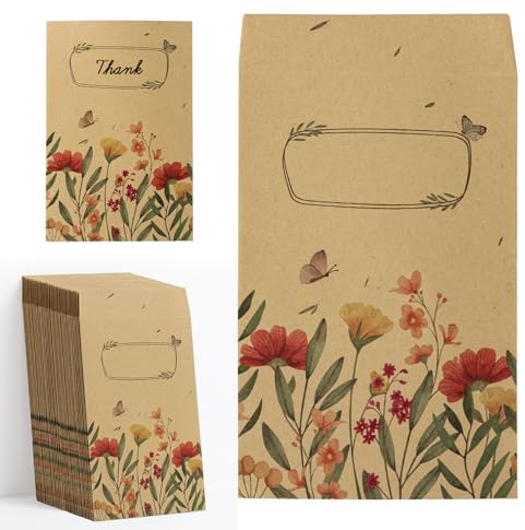 100 Stücke Samentütchen Samentüten Klein Papiertüten Mini 7.5x11.5 cm | Mini Geschenktüten Kraftpapier Wiederverwendbar für Kleine Geschenk Verpackung