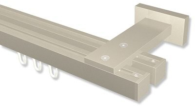 Interdeco Innenlauf-Gardinenstangen eckig Satin-Silber doppelläufig 20x20 mm Quadline Sono, 120 cm