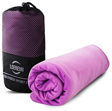Norstat Serviette Sport Microfibre avec Housse de Transport - Lavande - 90x180 cm