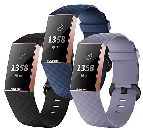 FunBand für Fitbit Charge 3/Charge 4 Armband,Klassisch Verstellbares Ersatz weiches Silikon Sporty Wrist Strap Band Armbanduhr Uhrenarmband Schlaufe Armbänder für Fitbit Charge 3/Charge 4 Smartwatch
