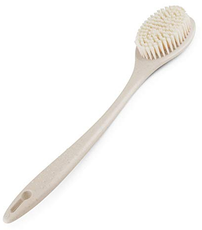 Usmascot Bath Brush, Long Handle Brush Shower Back Brushes Scrubber, Soft Spa Shower Body Massage Brush with Natural Wheat Straw Handle (Beige)