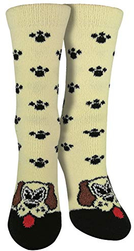 Sock Snob Ladies/Womens Fluffy Non Slip Cute Slipper Socks with Animals | Night Time Footwear | Floor Traction | Home Lounging | Patterned Hosiery | Workday Hosiery